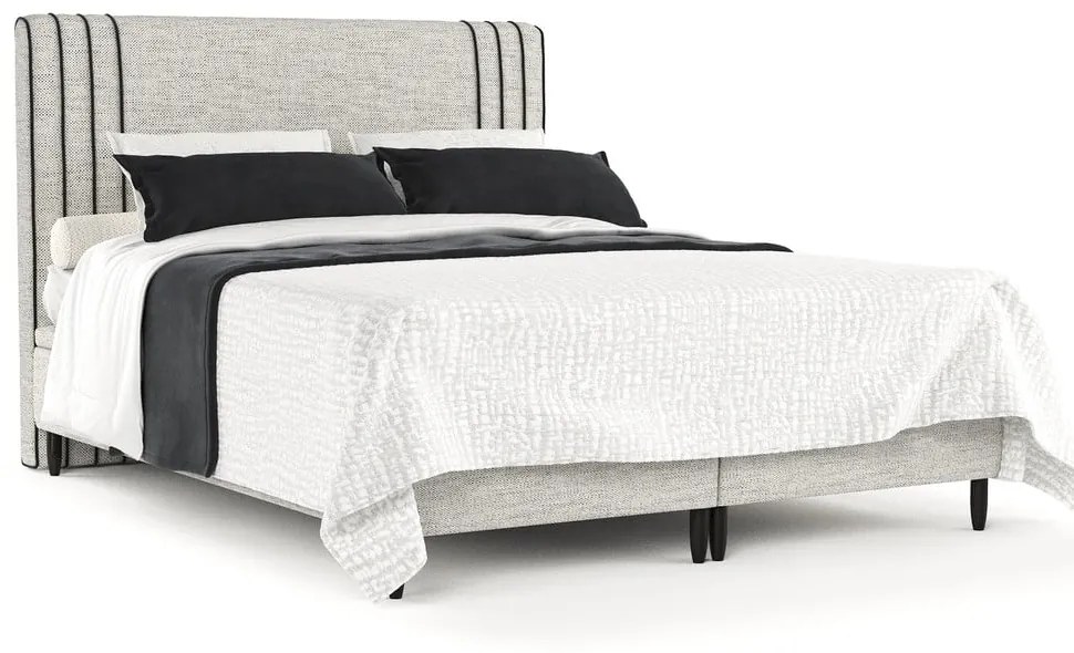 Jasnoszare tapicerowane łóżko dwuosobowe ze schowkiem 200x200 cm Musca – Maison de Rêve