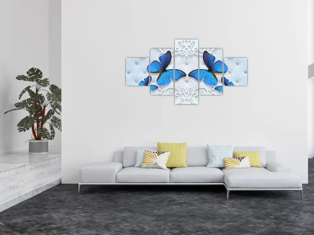 Obraz - Niebieskie motyle (125x70 cm)