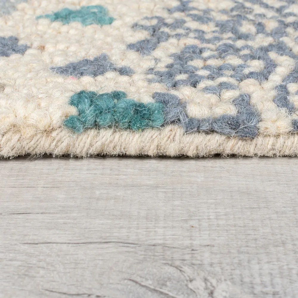 Niebiesko-beżowy wełniany dywan tkany ręcznie 120x170 cm Eloise Patchwork – Flair Rugs