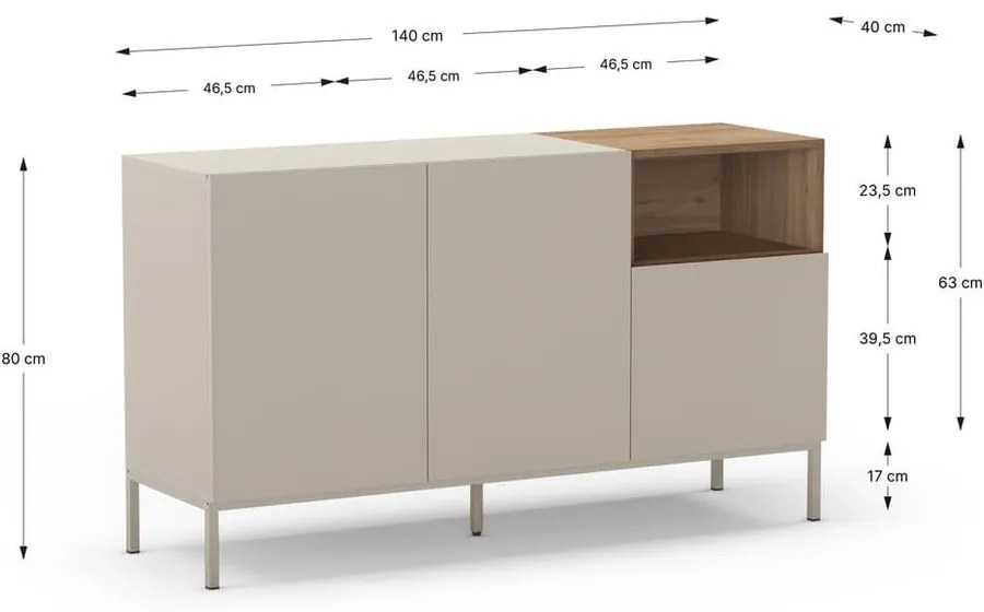 Komoda w naturalnym kolorze 140x80 cm Cailin – Marckeric