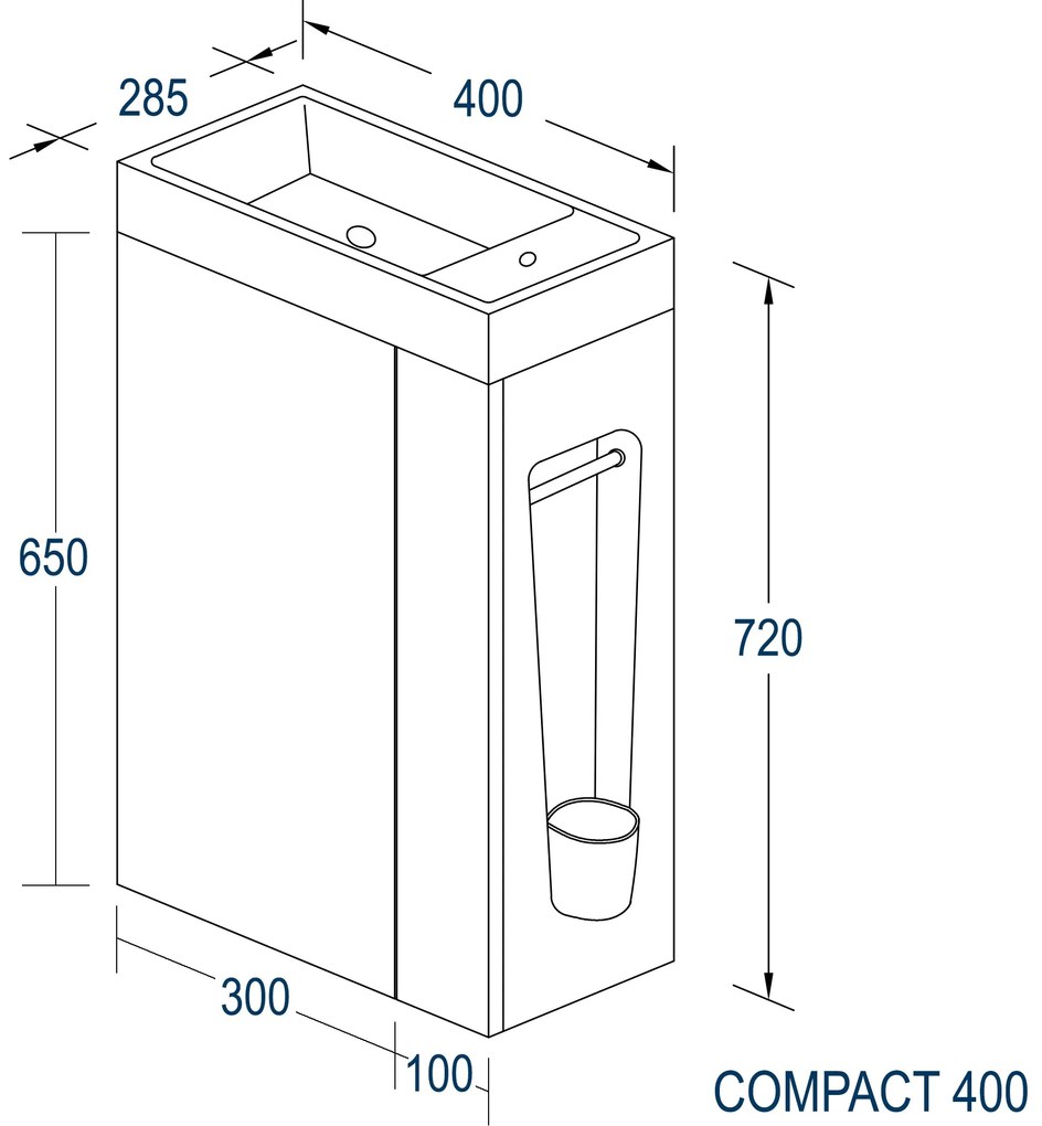 Zestaw mebli łazienkowych Compact 400Do WC dla gości z umywalką