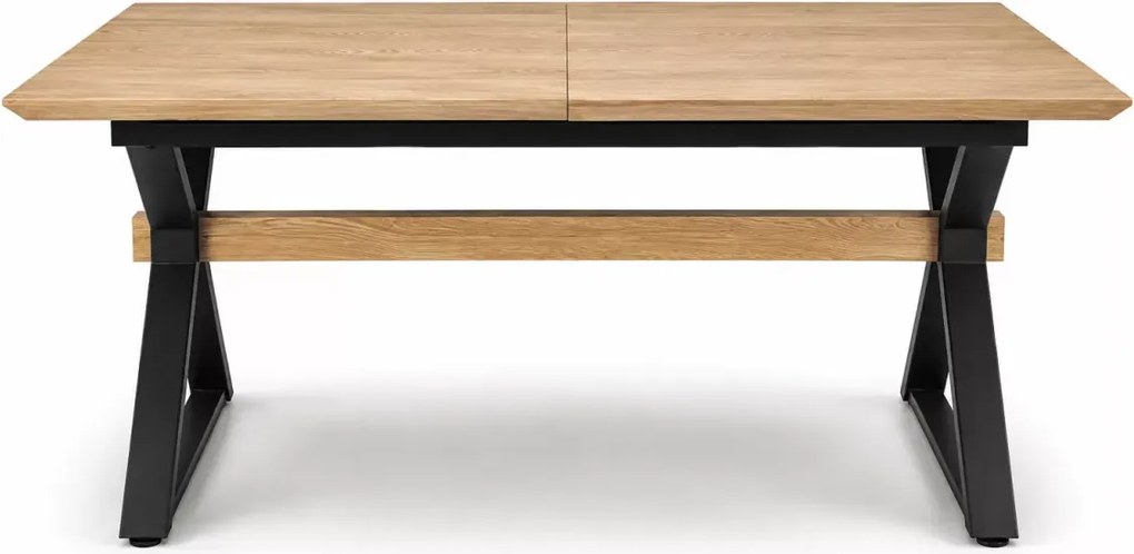 Stół prostokątny Nova rozkładany 180-300/100/75 cm, blat okleina naturalna, metalowe czarne nogi