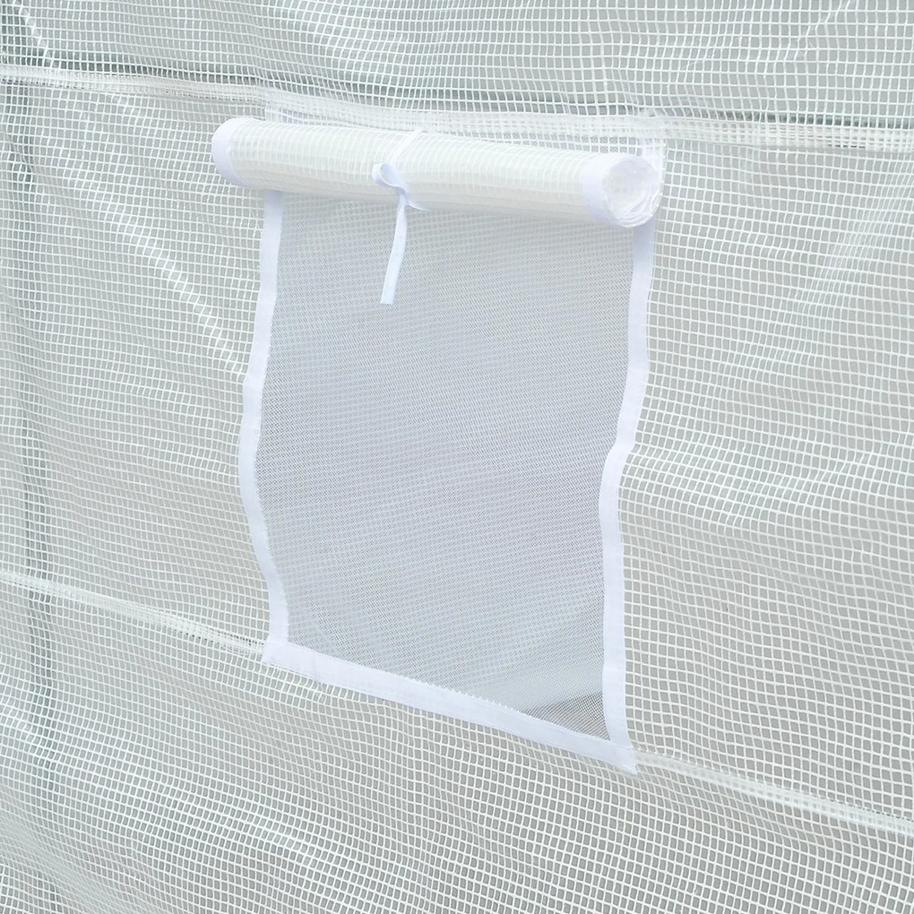 Outsunny foliowa szklarnia ogrodowa 35x2x2m z 6 oknami wentylacyjnymi biała trwała i przestronna | Aosom PL