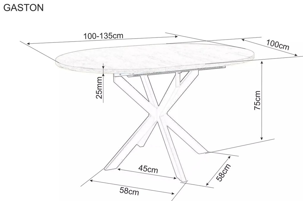 Rozkładany stół jadalniany GASTON 100(135)X100 cm, dekor dąb artisan