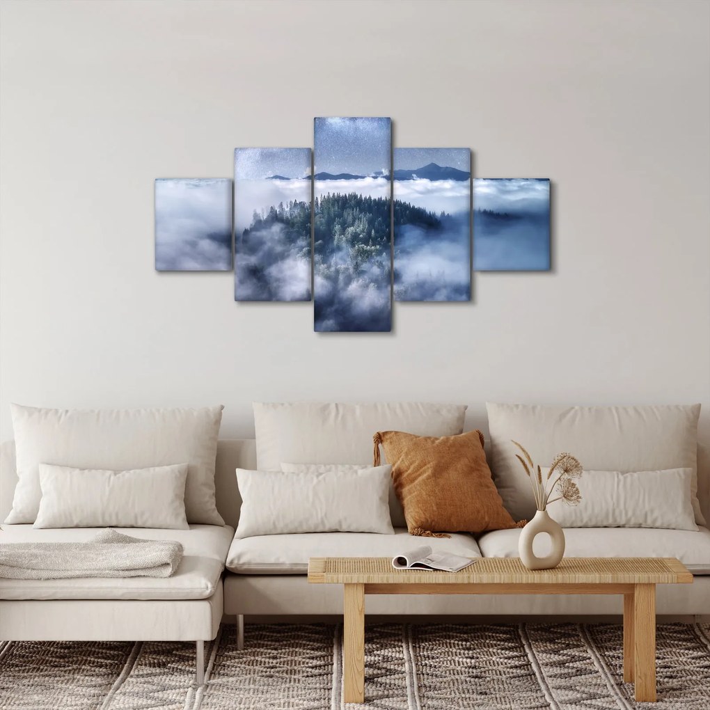 Obraz lasu we mgle (125x70 cm)
