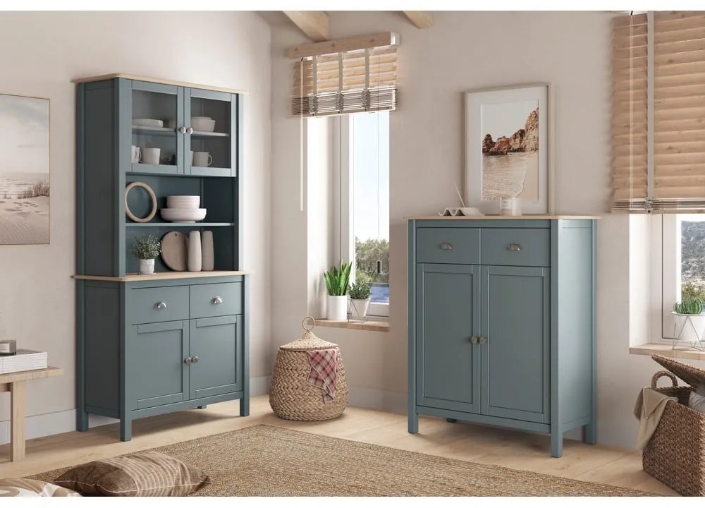 Szarozielona komoda z litego drewna sosnowego 90x110x40 cm Misti – Marckeric