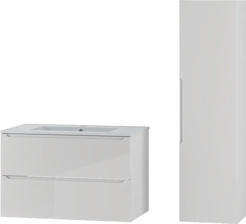 Biały Zestaw do Łazienki 80cm Szafka z Umywalką Słupek Etna