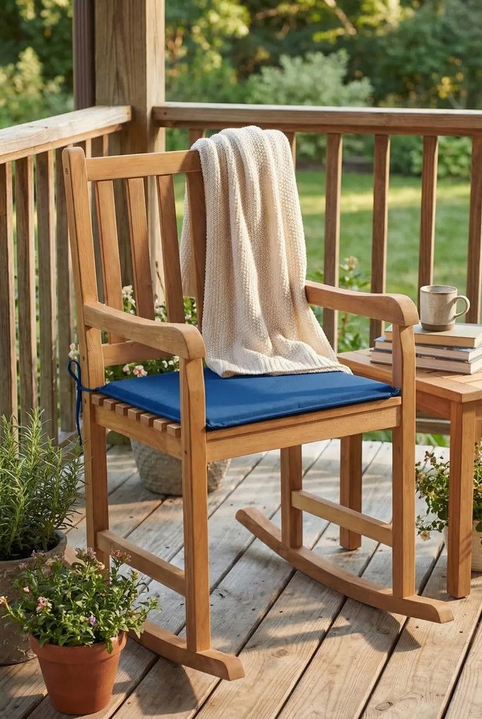 Fotel bujany z kobaltową poduszką H2-D55