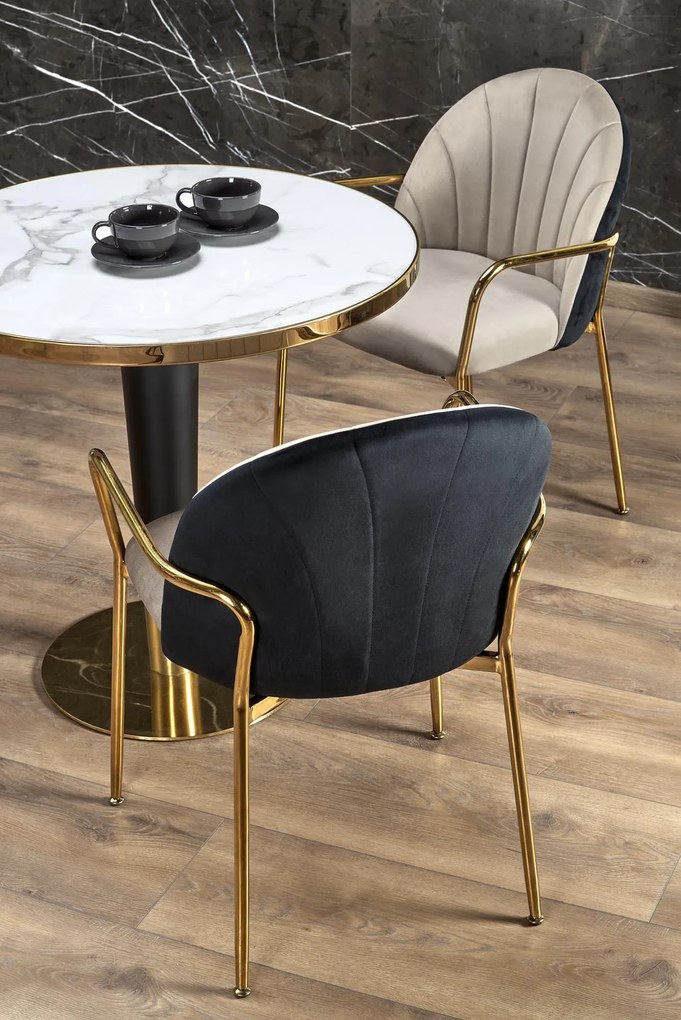 Krzesło na złotych nogach K500 z podłokietnikami