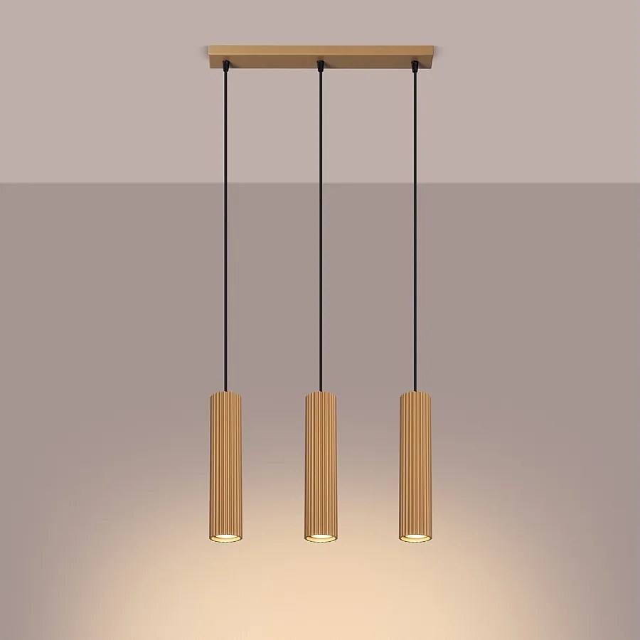 Lampa wisząca minimalistyczny Gloow, aluminium - 3 źródło światła 3000K - L.45 x H.98 cm - złoty