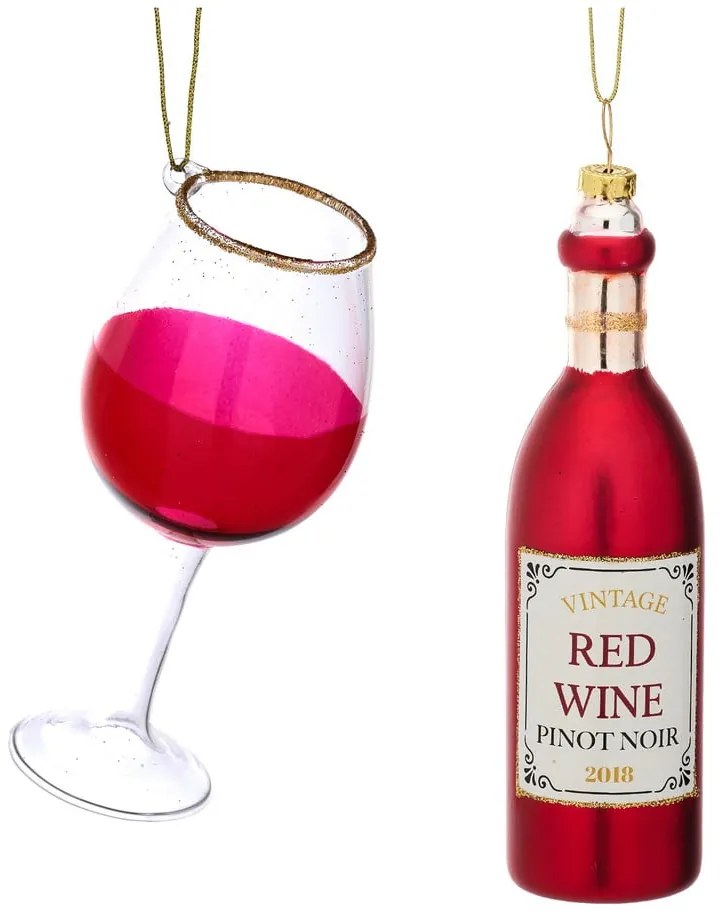 Szklane bombki choinkowe zestaw 2 szt. Red Wine – Sass &amp; Belle