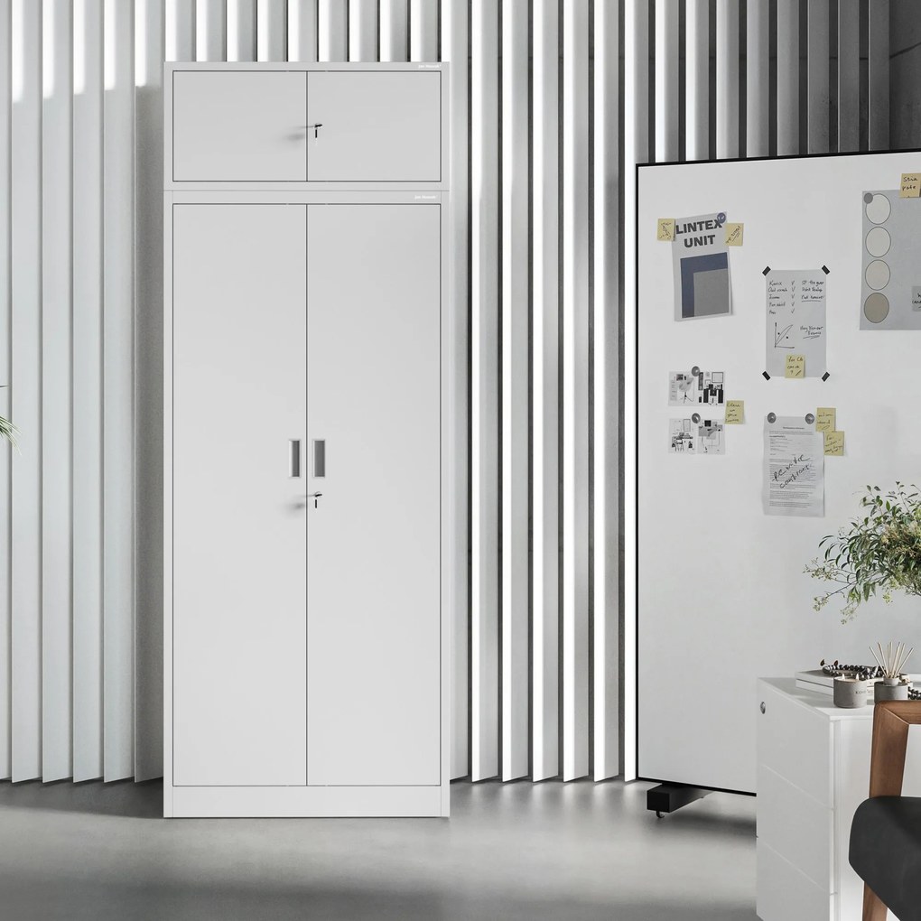 Szafa biurowa na dokumenty z 4 półkami szara, 1750x800x400 mm: JAN Compact