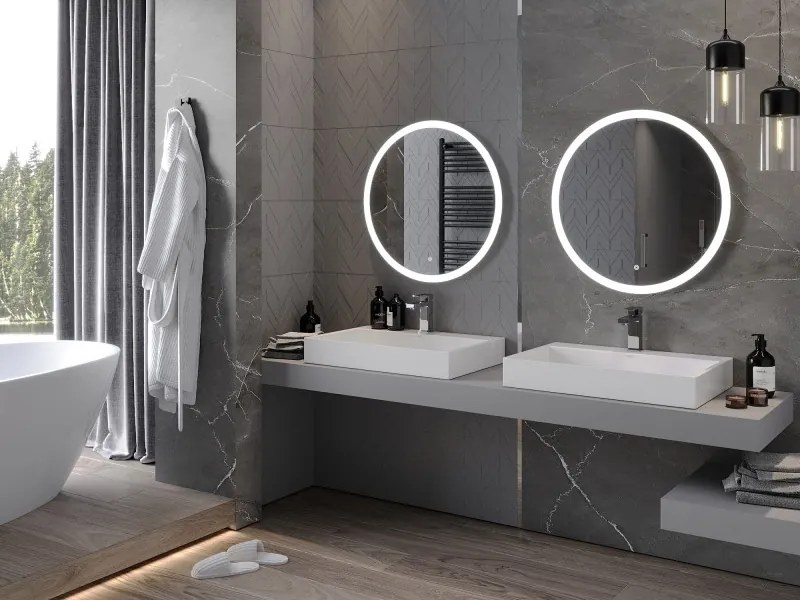 Mexen Oro lustro łazienkowe podświetlane, okragłe 70 cm, LED 6000K, antypara - 9824-070-070-611-00
