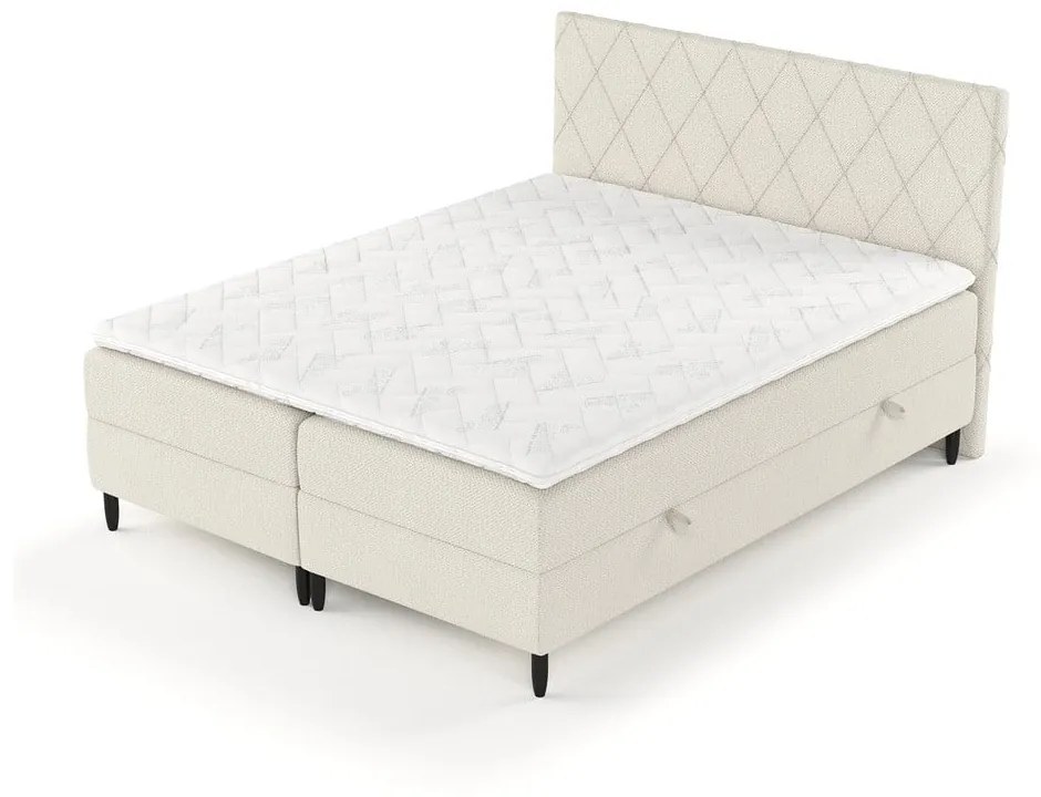 Beżowe łóżko boxspring ze schowkiem 140x200 cm Gwen – Maison de Rêve