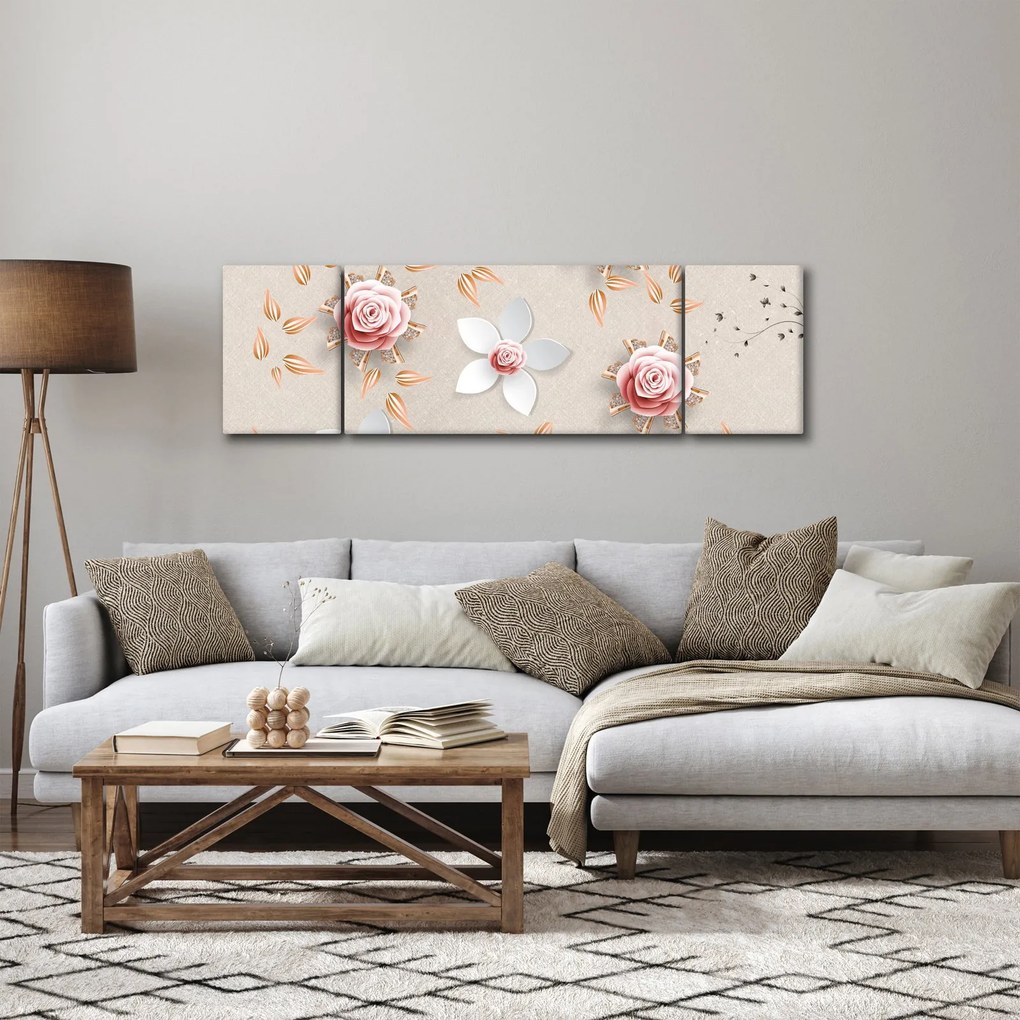 Obraz - Kwiaty róży (170x50 cm)