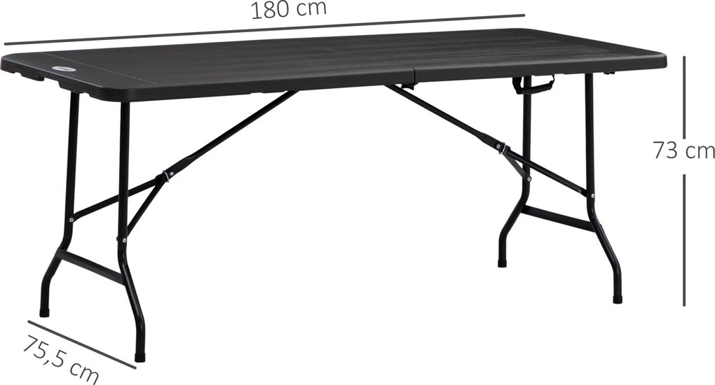 Outsunny Stół ogrodowy składany dla 6 osób imitacja drewna ciemnoszary 180x755x73cm | Aosom PL