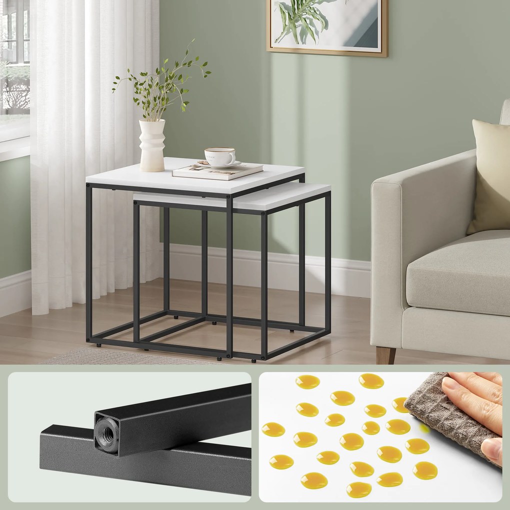 Zestaw 2 stolików kawowych QUADRO, biały