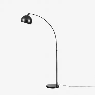 Lampa Stojąca ↑180 Cm Z Żelaza Diala Czarna - Sklum
