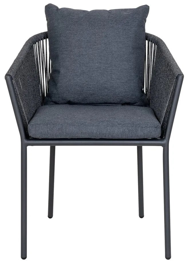 Ciemnoszare metalowe tapicerowane krzesło ogrodowe Salerno – House Nordic
