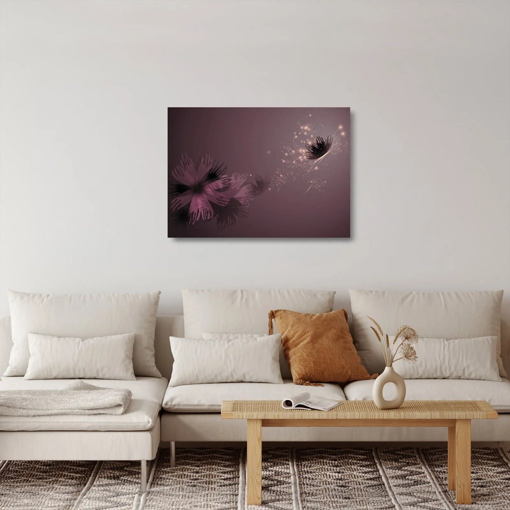 Obraz na szkle kwiatu z motylem (70x50 cm)