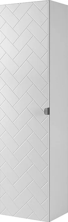 Szafka łazienkowa matowa biała, 35 x 136 x 27 cm, uchwyt srebrny