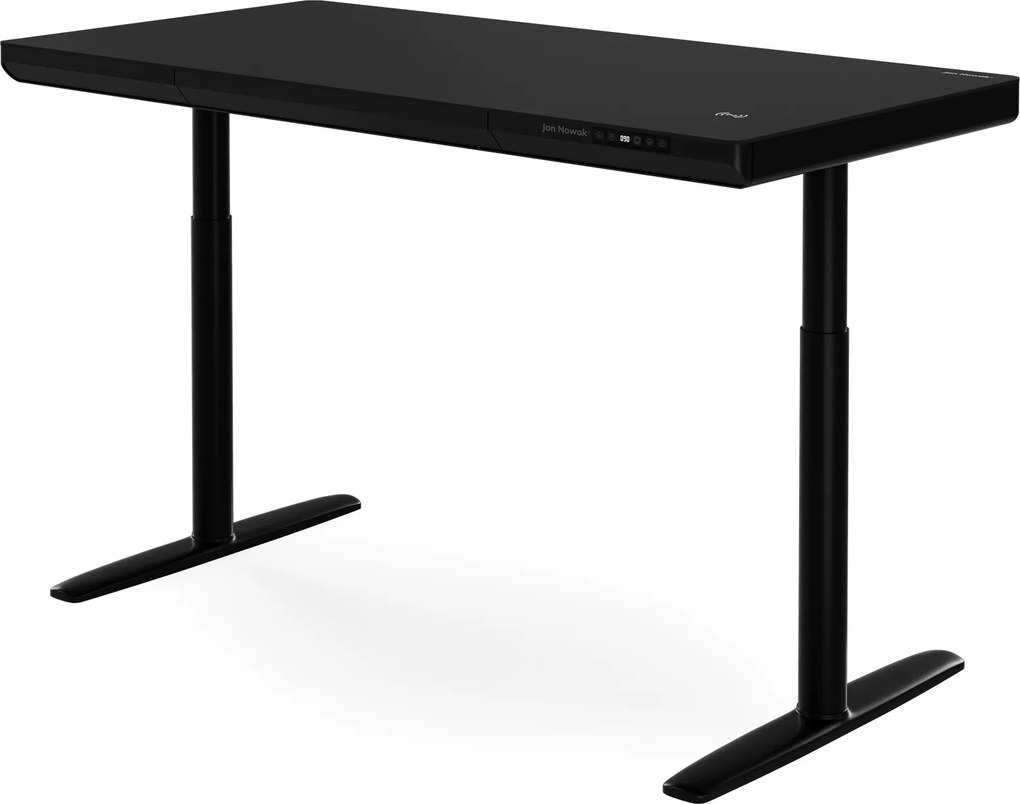 Biurko elektryczne sit-stand z szufladą i ładowarką bezprzewodową Qi czarne, 1400 mm: ELLIS