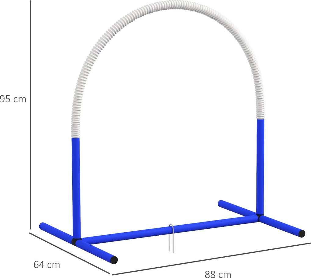 PawHut Zestaw Agility dla Psów, trening początkujących, 4 łuki, z torbą transportową, niebieski+biały, 88 x 64 x 95 cm
