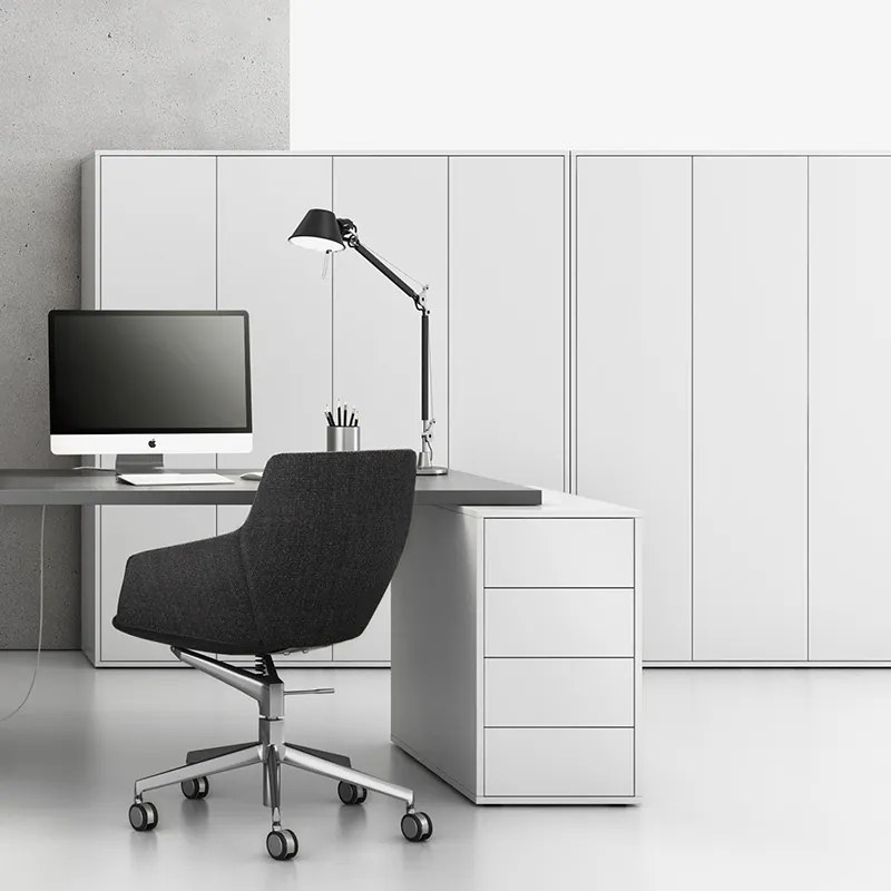 Szafa biurowa na dokumenty BLOCK, 4 drzwi, 800 × 400 × 1748 mm, biały