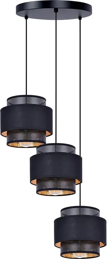 Czarna lampa wisząca z 3 abażurami nad stół - 3Y A514 N8-K68