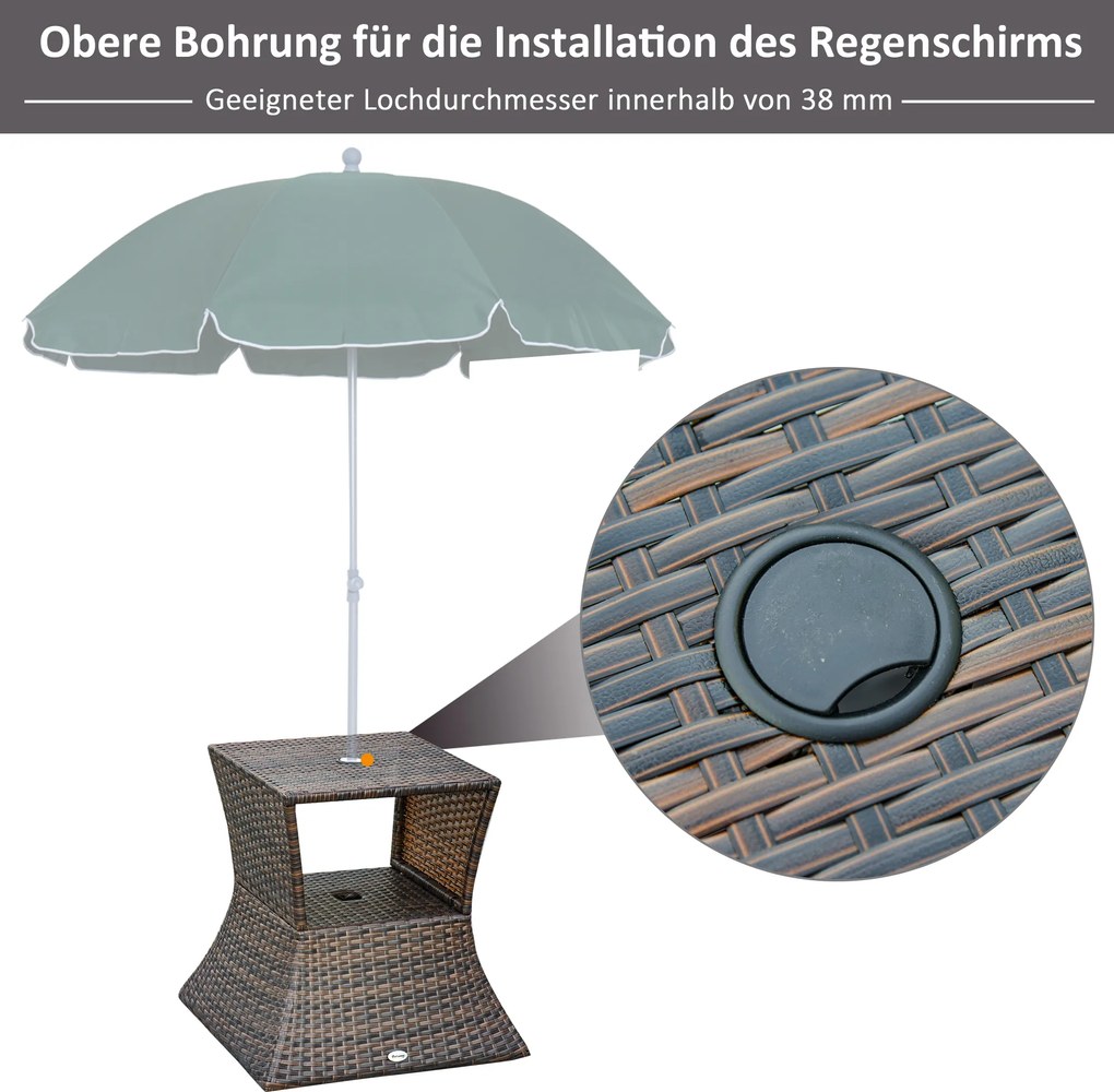 Outsunny Stół ogrodowy stojak pod parasol ogrodowy stół ogrodowy na parasol technorattan