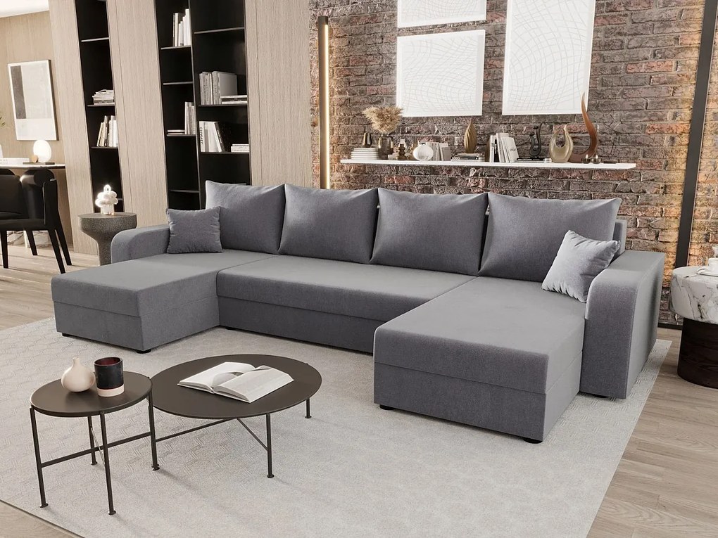 BEDANTE narożnik w kształcie U HEWLET U BIS Itaka 50 szary z funkcją spania sofa w kształcie litery U z pojemnikiem na pościel