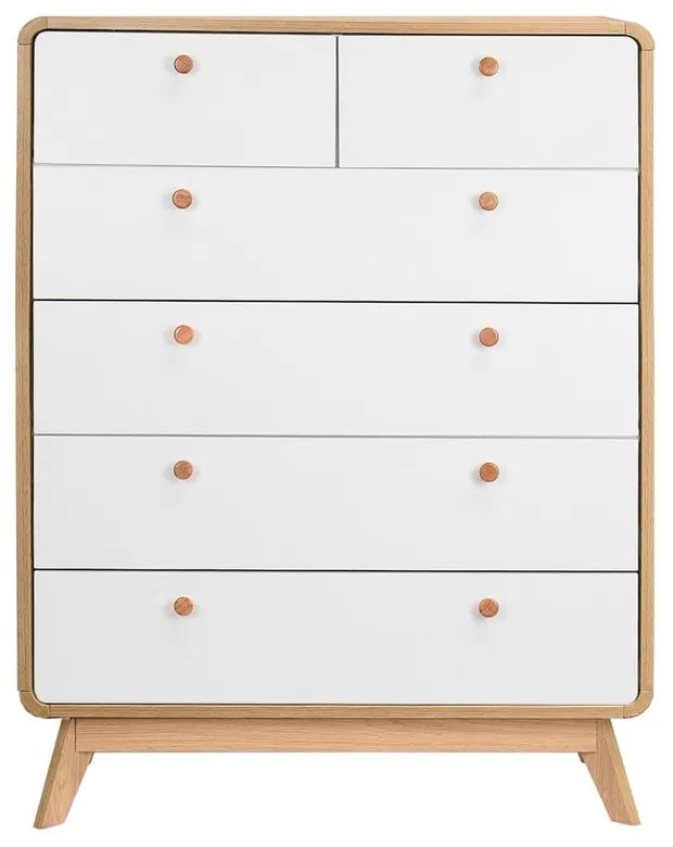 Biało-naturalna wysoka komoda w dekorze dębu 81x104 cm Caitlin – Støraa