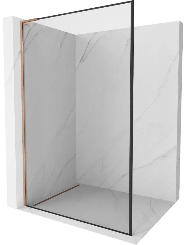 Mexen Kioto L ścianka prysznicowa Walk-in 100 x 200 cm, czarny wzór, miedź szczotkowana - 800-100-103-65-70