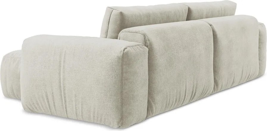 Beżowy rozkładany narożnik z tkaniny szenilowej (prawostronny/z szezlongiem) Kuki – Makamii