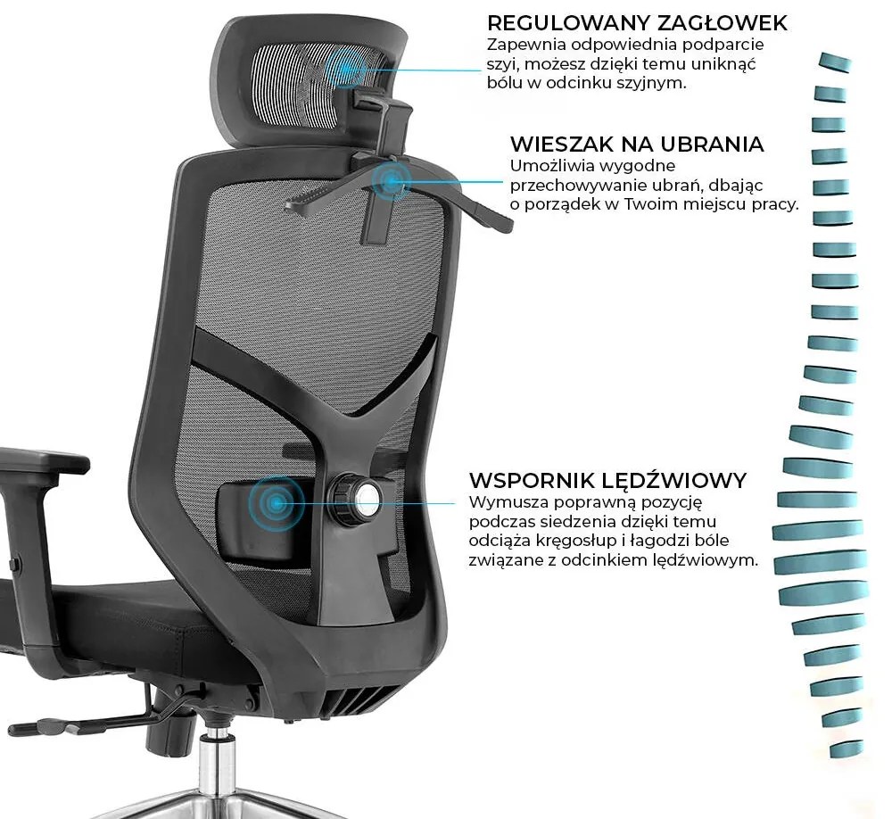 Ergonomiczny fotel do biura Rosa, zgodny z normą BHP