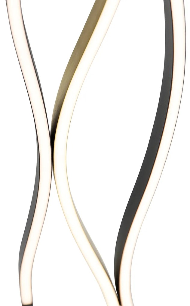 Designerska lampa podłogowa czarna ze złotem z możliwością ściemniania LED - BlazeDesignerski Oswietlenie wewnetrzne