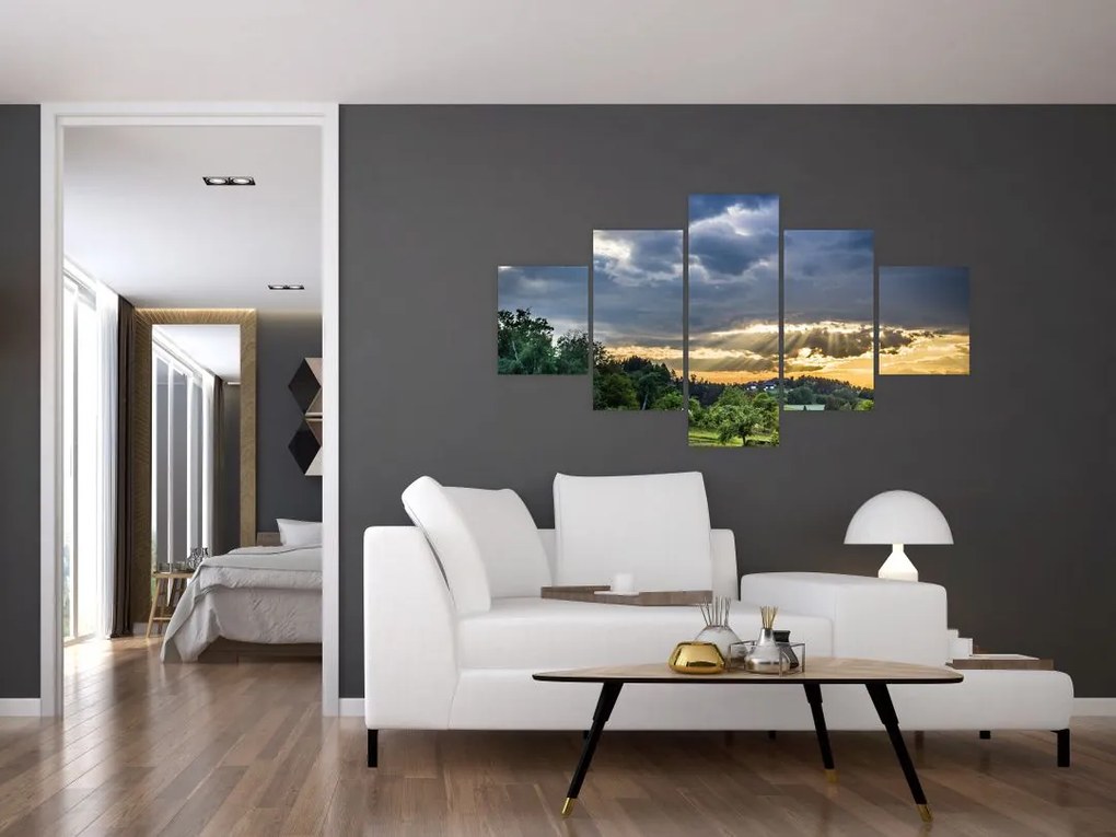Obraz krajobraz z promieniami (125x70 cm)