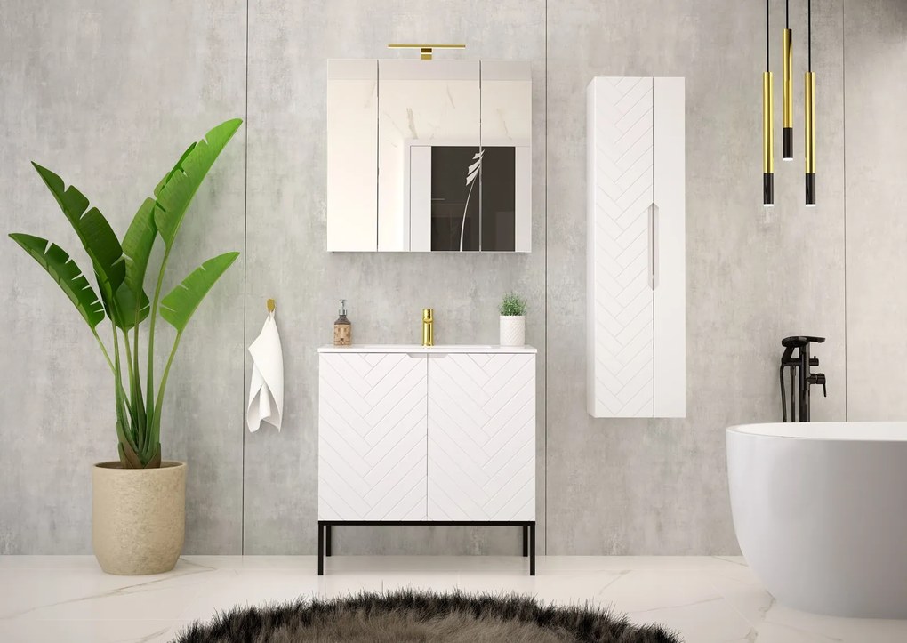Szafka pod umywalkę wpuszczaną Aspen 08, biały mat/czarny, 80 cm