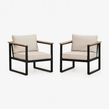 Zestaw 2 Foteli Ogrodowych Z Aluminium Lipov Czarna - Sklum