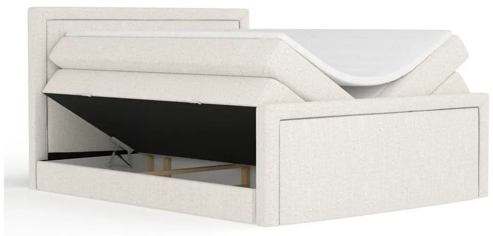 Beżowe łóżko kontynentalne ze schowkiem 160x200 cm Lavenda – Maison de Rêve