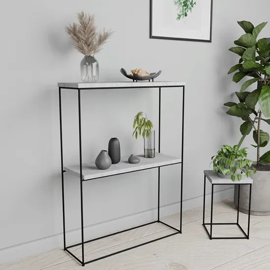 Klasyczna konsola pod lustro beton + czarny  S6-E59