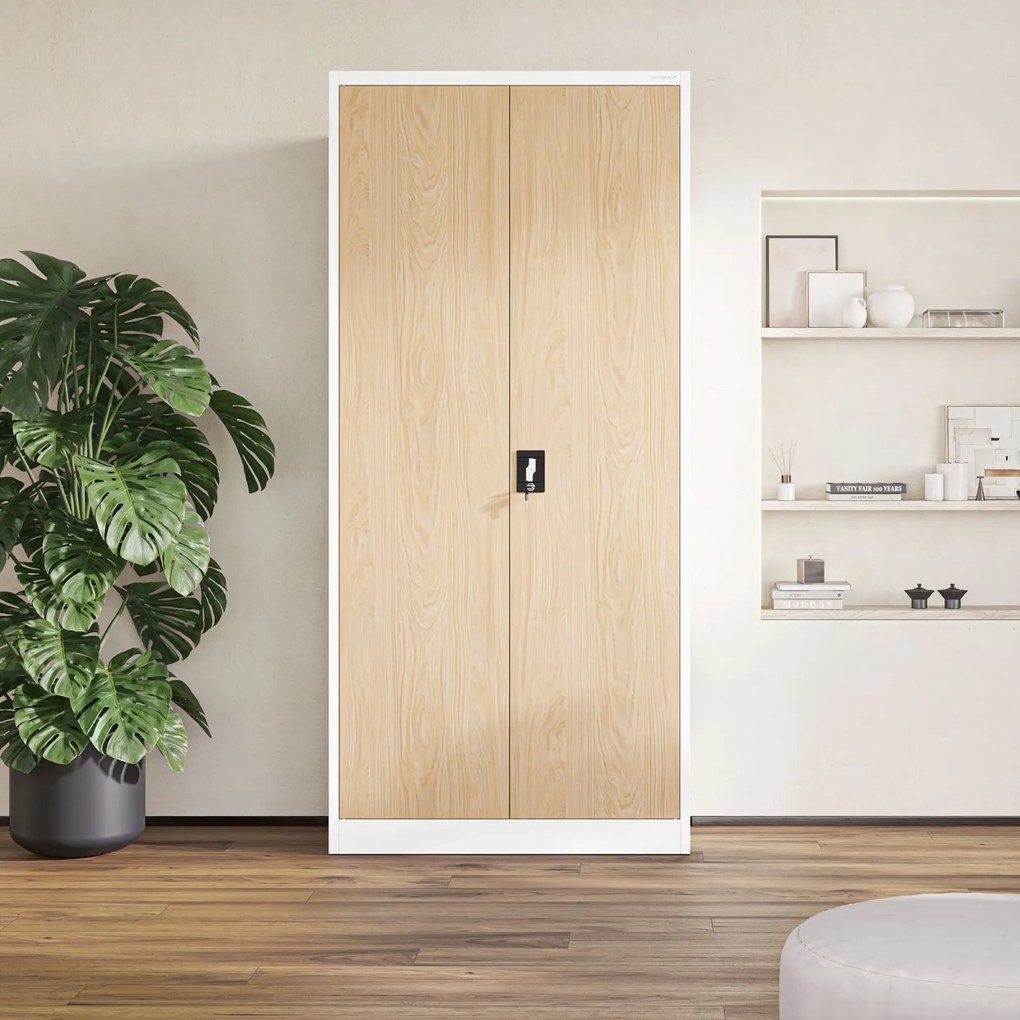 Szafa biurowa Eco Design Jan H 90x40x195 cm biały/dąb sonoma