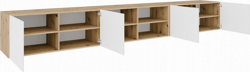 Szafka RTV wisząca LIVO 300 cm do Salonu pod Telewizor - Dąb artisan