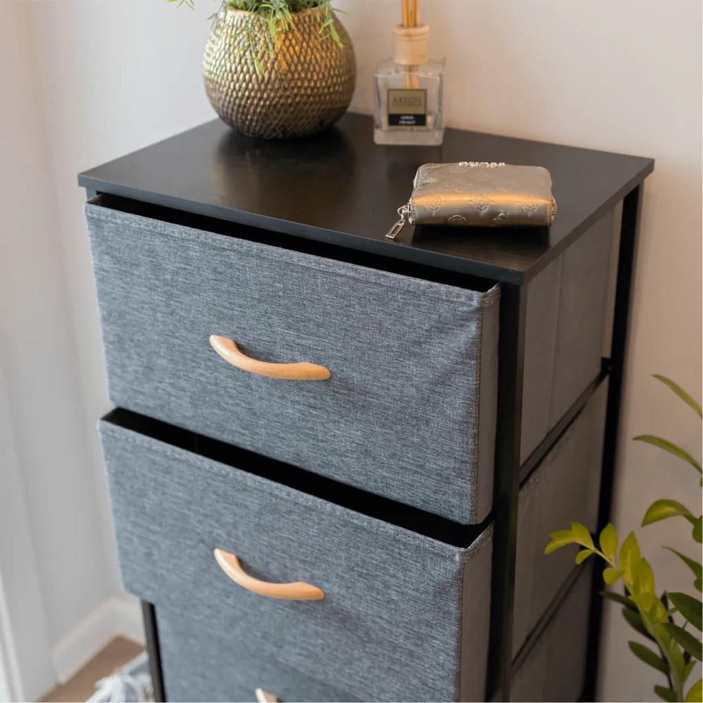 Komoda z szufladami z tkaniny PALMERA, czarny