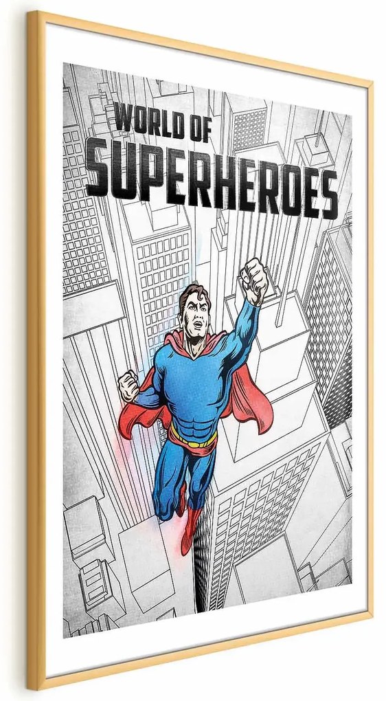 Plakat Superheroes 29,7x42 cm z ramą złotą z marginesem ARTGEIST B
