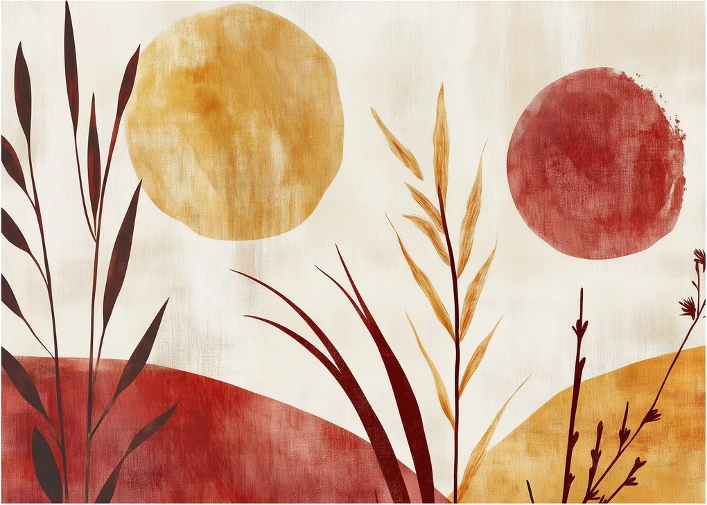 Obraz - Rośliny i okręgi (70x50 cm)