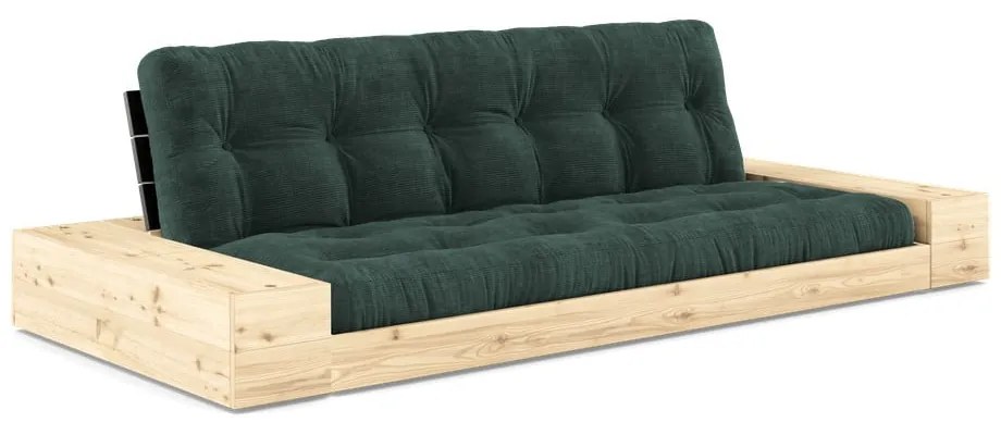 Ciemnozielona sztruksowa rozkładana sofa 244 cm Base – Karup Design