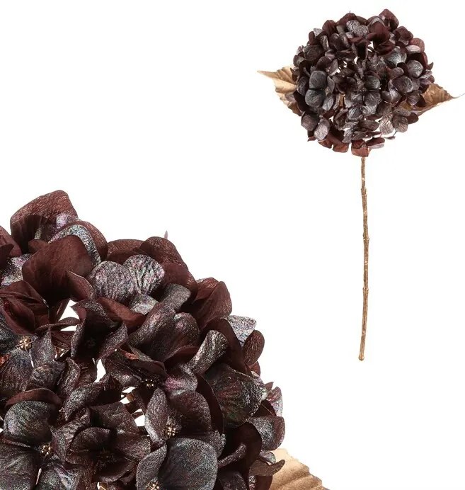 Sztuczna cięta Hortensja, brązowa z pozłacaniem, 65 cm