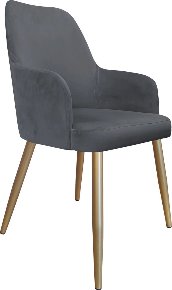 Krzesło WESTA tkanina Welur noga metalowa elegancki styl loftowy : Kolor nogi - Złota stożek, Kolor tkaniny - VELVET - BL14, Typ siedziska - Siedzisko stałe