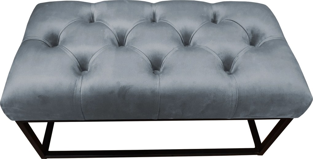 Ławka CHESTERFIELD tkanina Welur loft ławka metal : Kolor Stelaża - Czarny , Kolor tkaniny - VELVET - BL14, Typ tkaniny - Velvet